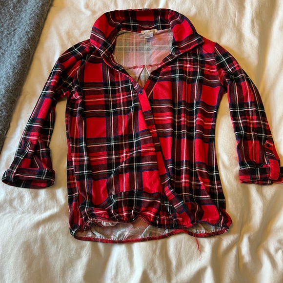 The Bay - red and black plaid shirt - Picture 6 of 9